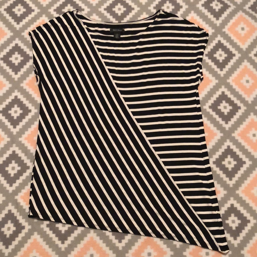 WHBM Black&White Striped Stretch Tunic NWOT SzXL